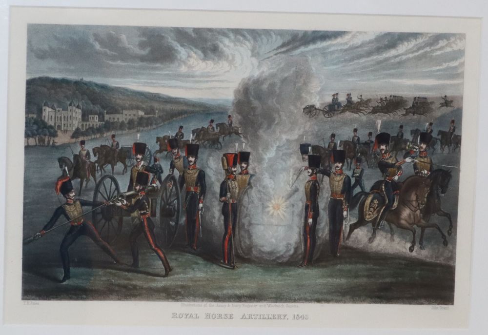 Grant after Jones, coloured aquatint, Royal Horse Artillery 1843, 27 x 39cm